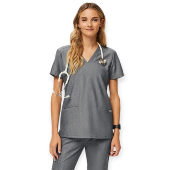 Figs Casma Three-Pocket Scrub Top Graphite Gray XXS - Picture 16 of 16
